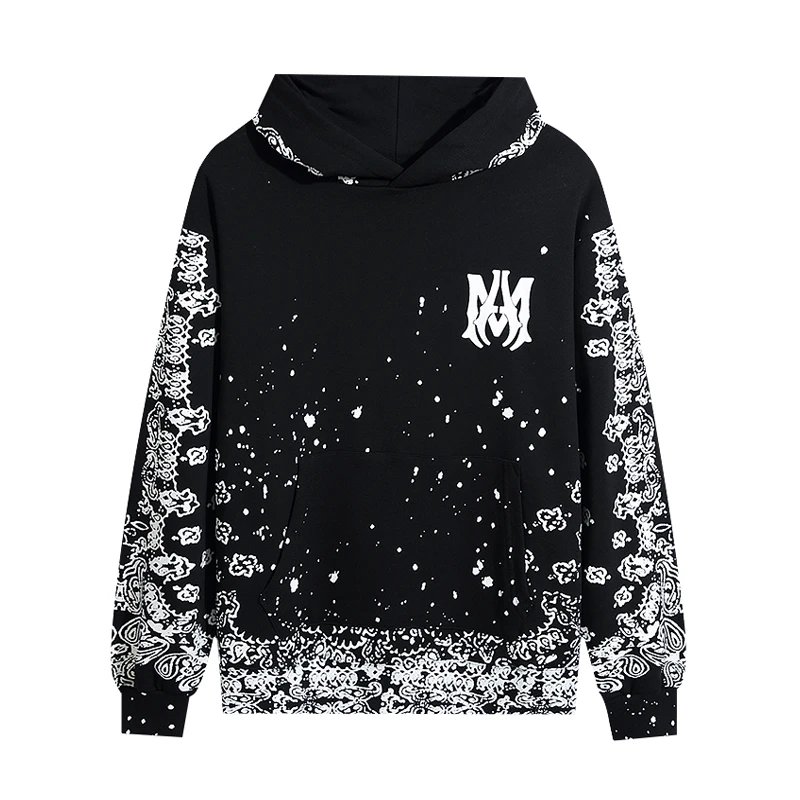 AMIRI Black Hoodie Streetwear Pullover for Men Women