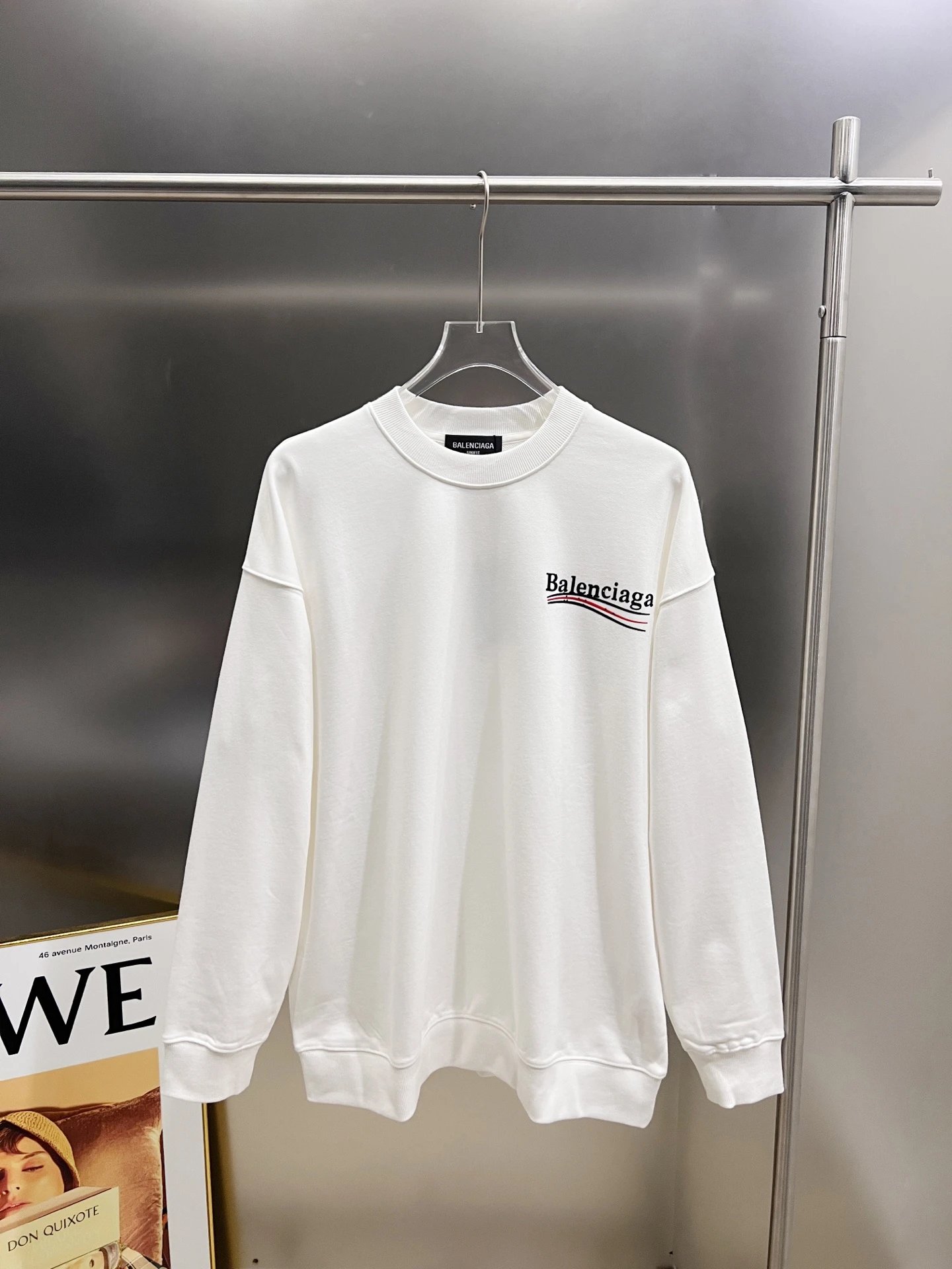 Balenciaga Unisex White Hoodie Classic Logo Streetwear