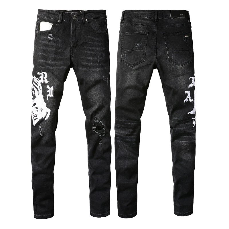 AMIRI Men Distressed Black Slim Fit Jeans