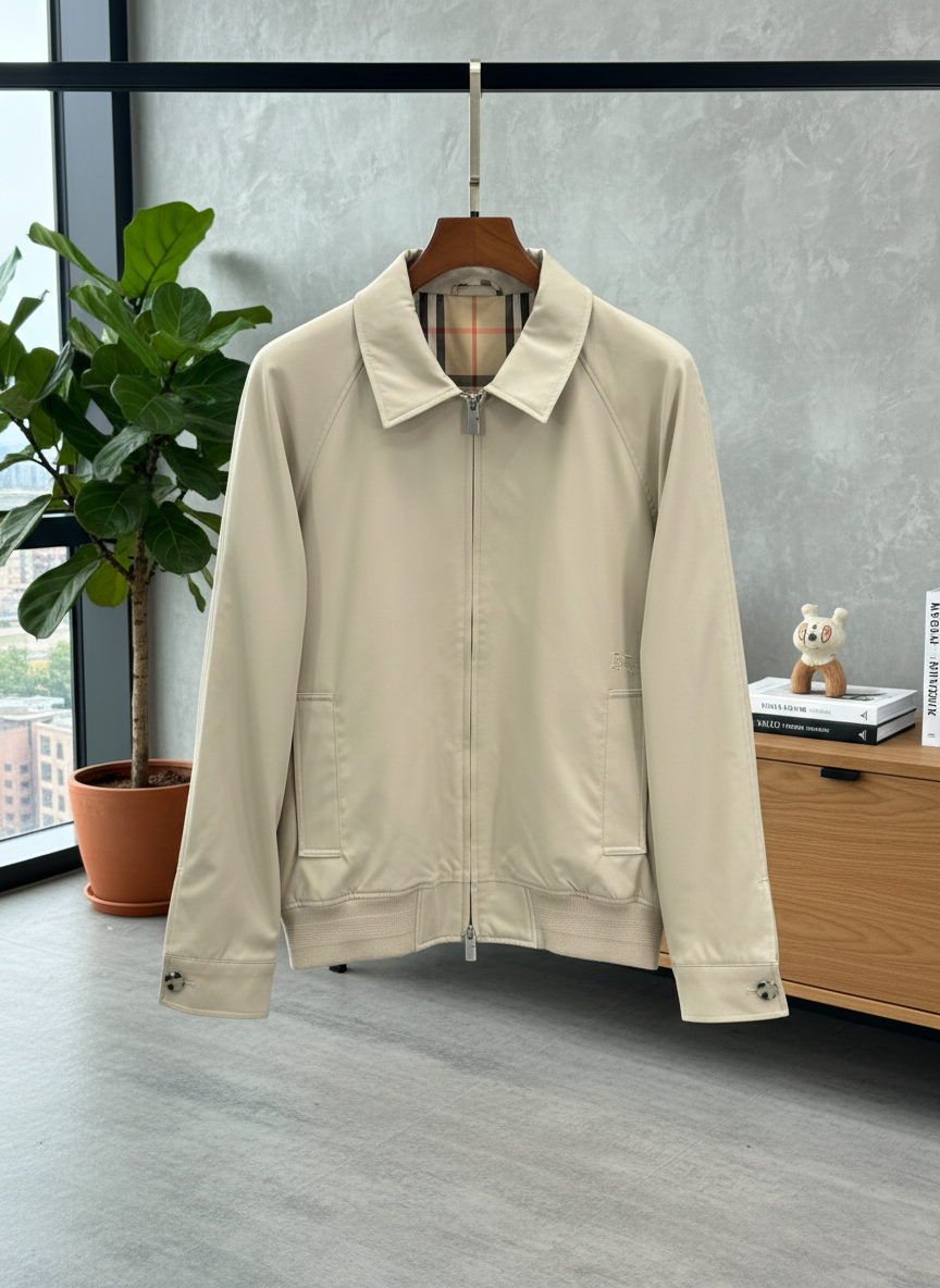 Burberry Beige Harrington Jacket Men Classic Style