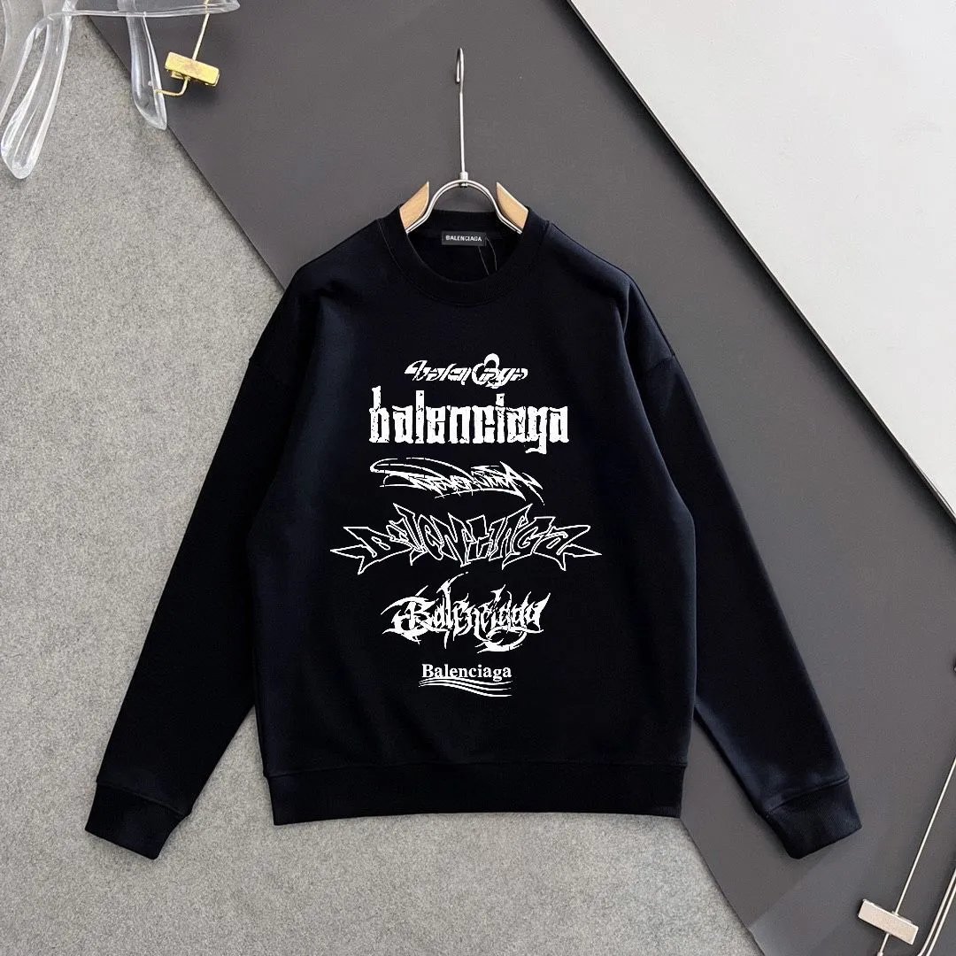 Balenciaga Men Hoodie Black Streetwear Sweatshirt
