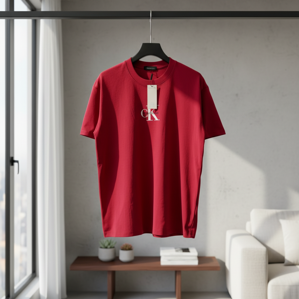 Calvin Klein Red CK Logo Men's Casual T-Shirt