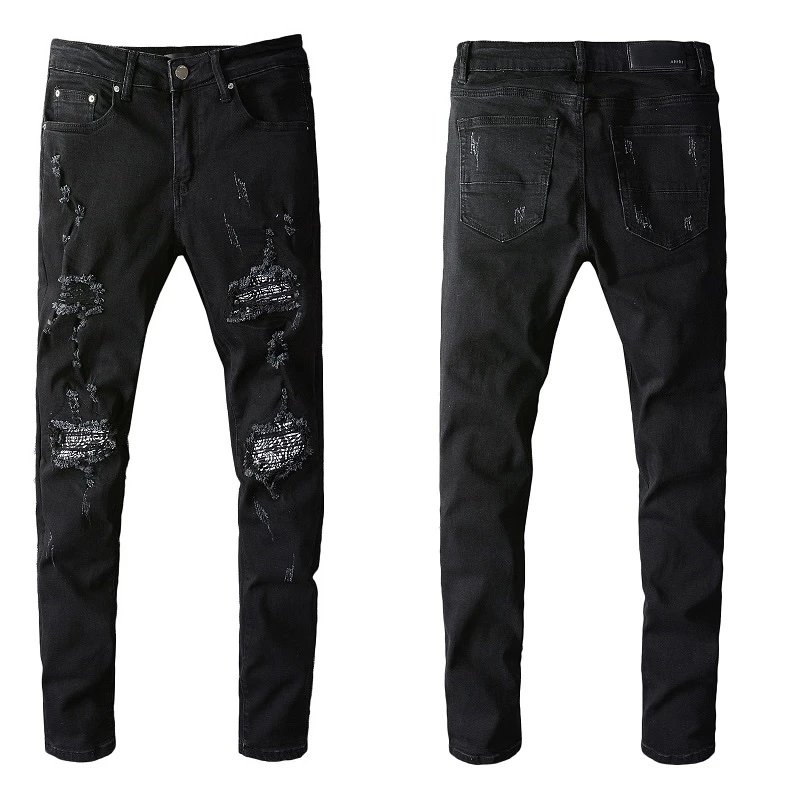 AMIRI Slim Fit Distressed Black Jeans Men