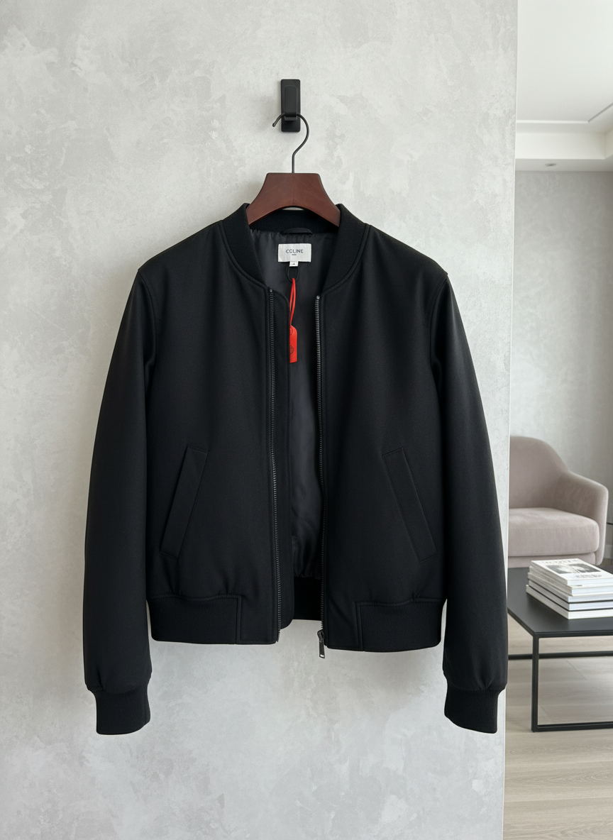 CELINE Paris Men’s Luxury Bomber Jacket Black Fashion
