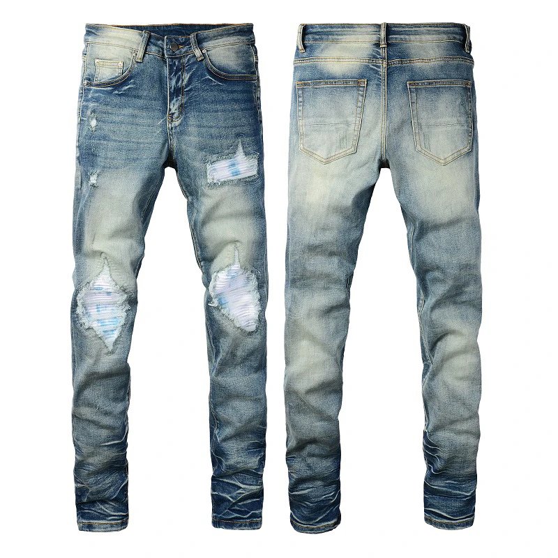AMIRI Slim Fit Distressed Blue Denim Jeans Men