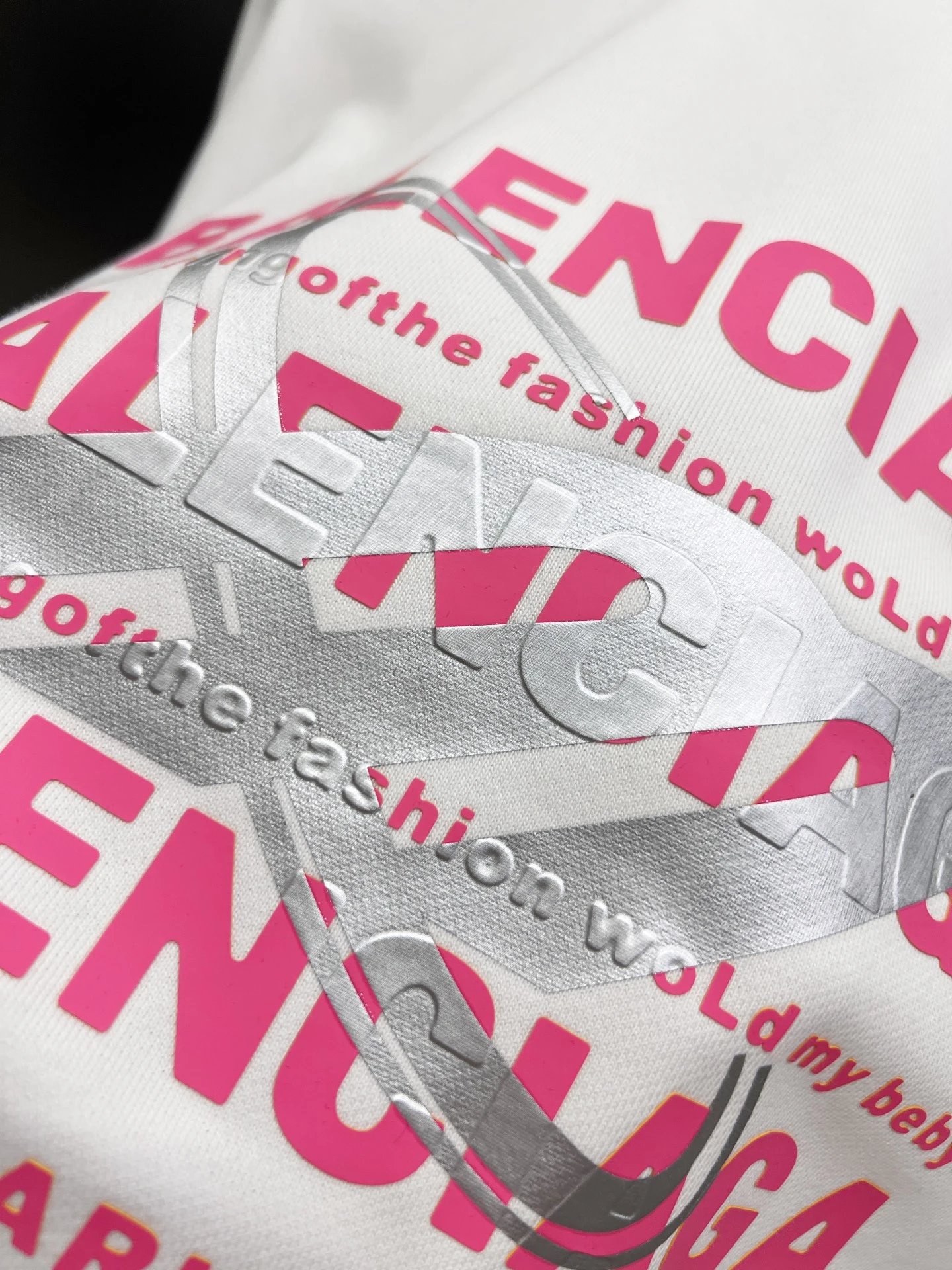 Balenciaga White Hoodie Pink Logo Sweatshirt