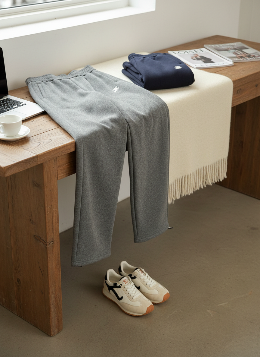 CELINE Fleece Lined Sweatpants Elastic Waist Casual Pants