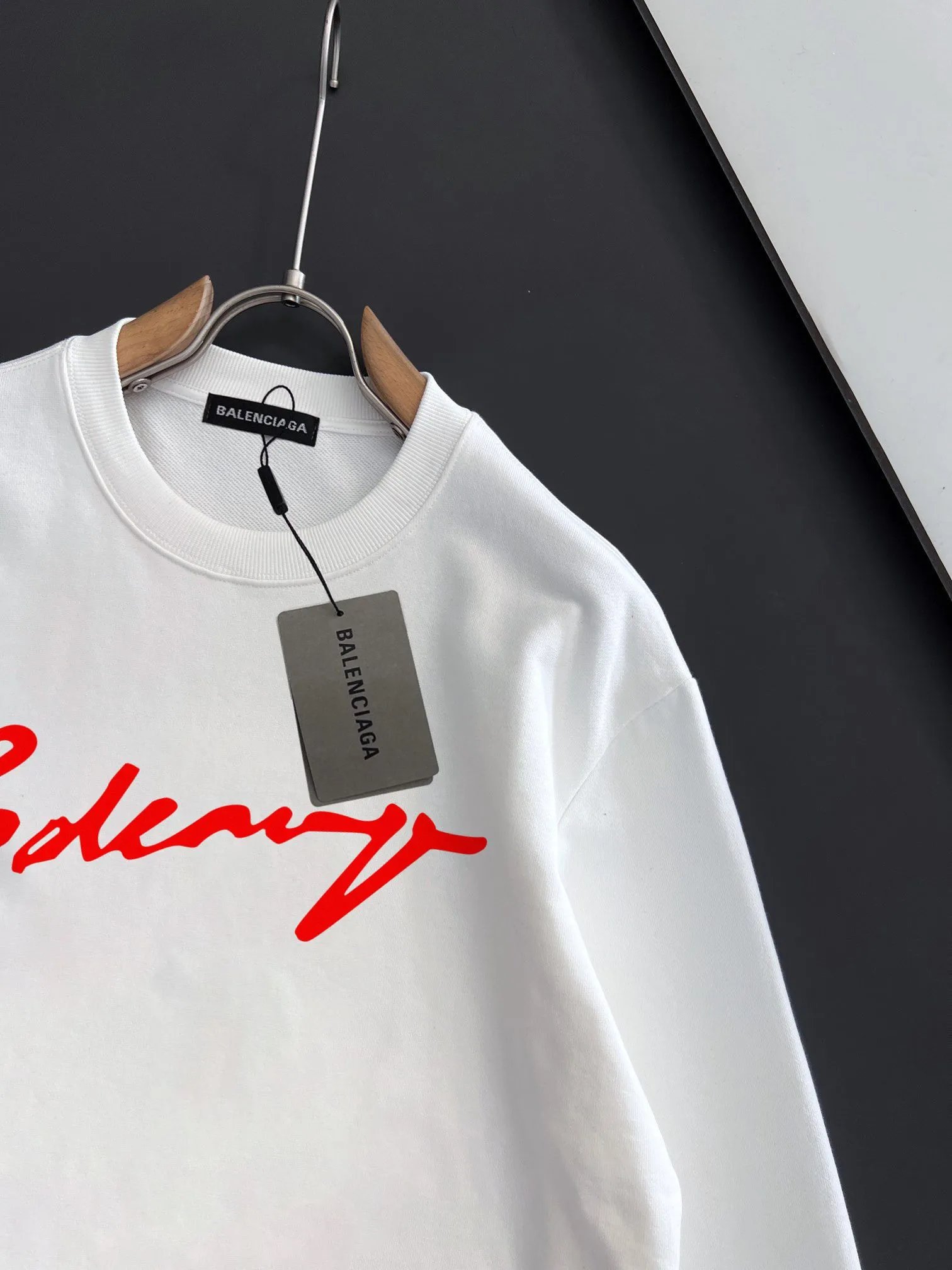 Balenciaga Red Logo White Cotton Hoodie