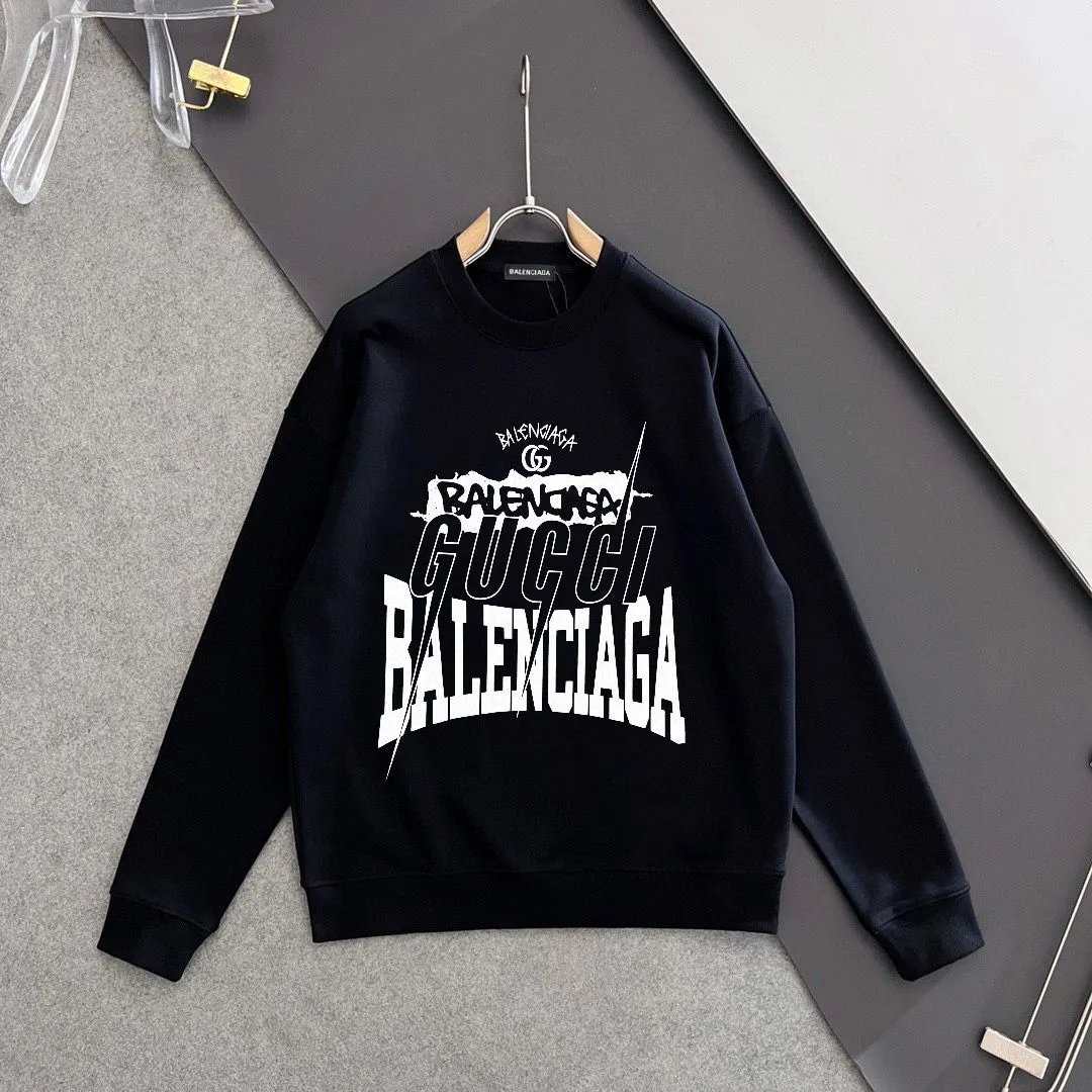Balenciaga Black Logo Cotton Unisex Hoodie