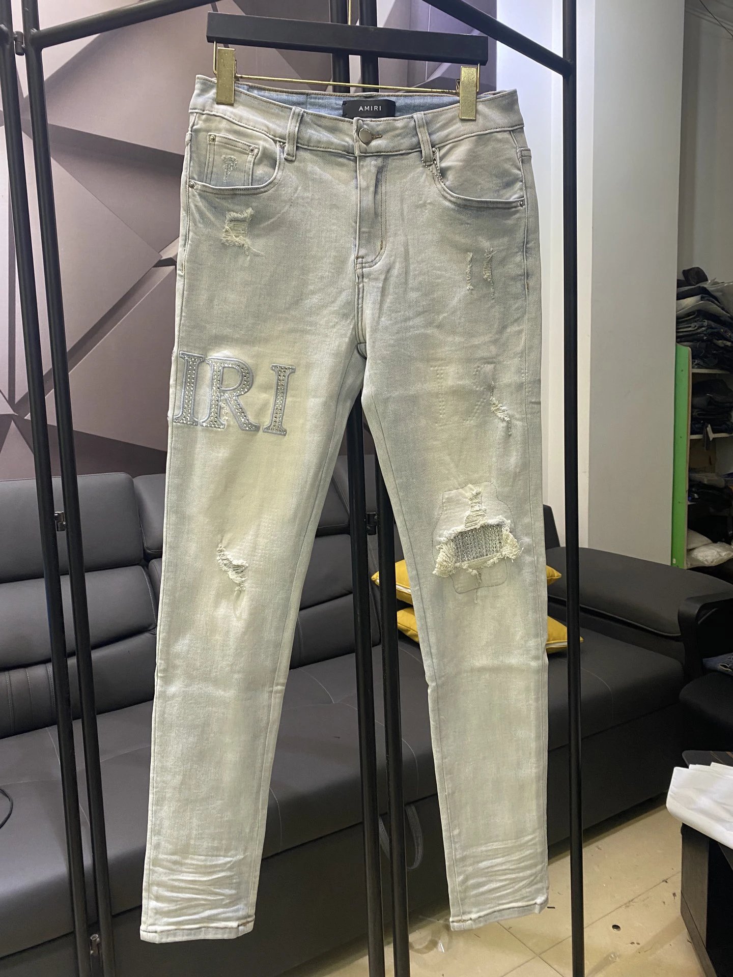 AMIRI Light Wash Distressed Skinny Jeans Men