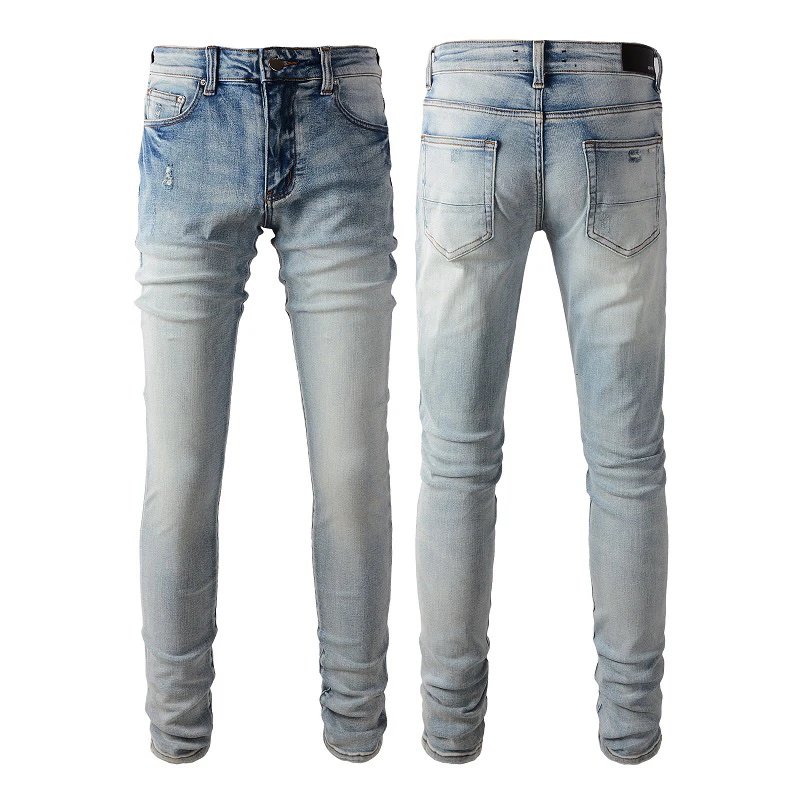 AMIRI Light Wash Skinny Jeans Men Vintage Denim Pants