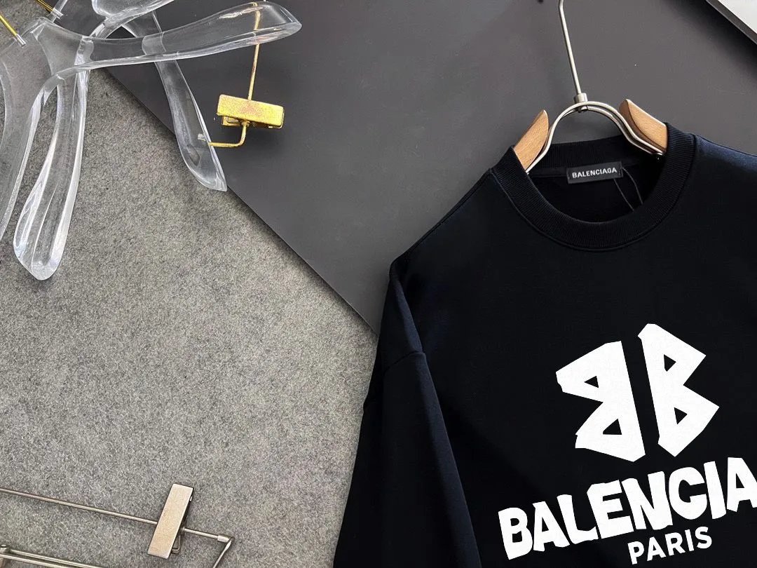Balenciaga Paris Black Logo Cotton Hoodie