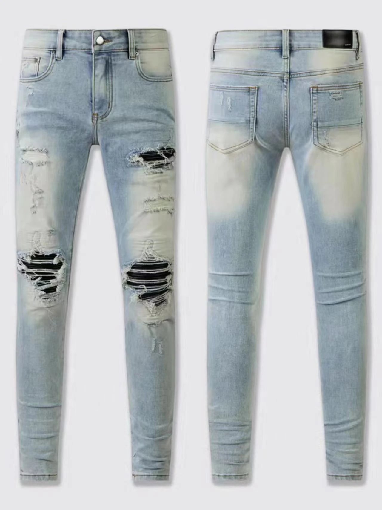 AMIRI Light Blue Distressed Skinny Jeans Men