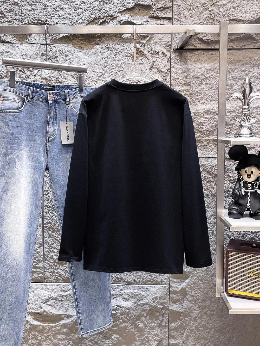 Balenciaga Black Hoodie EST1917 Streetwear Pullover