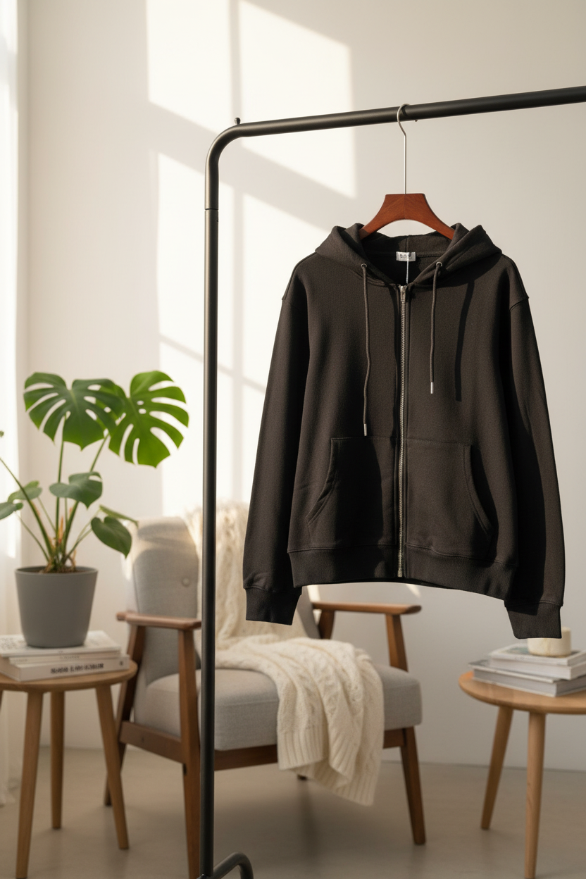 CELINE Black Zip Up Hoodie Sweatshirt