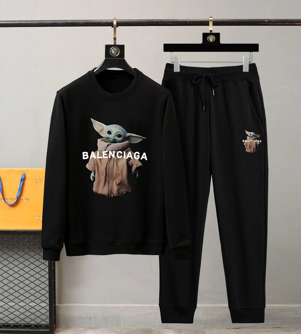 Balenciaga Cartoon Print Hoodie Jogger Set Casual Wear