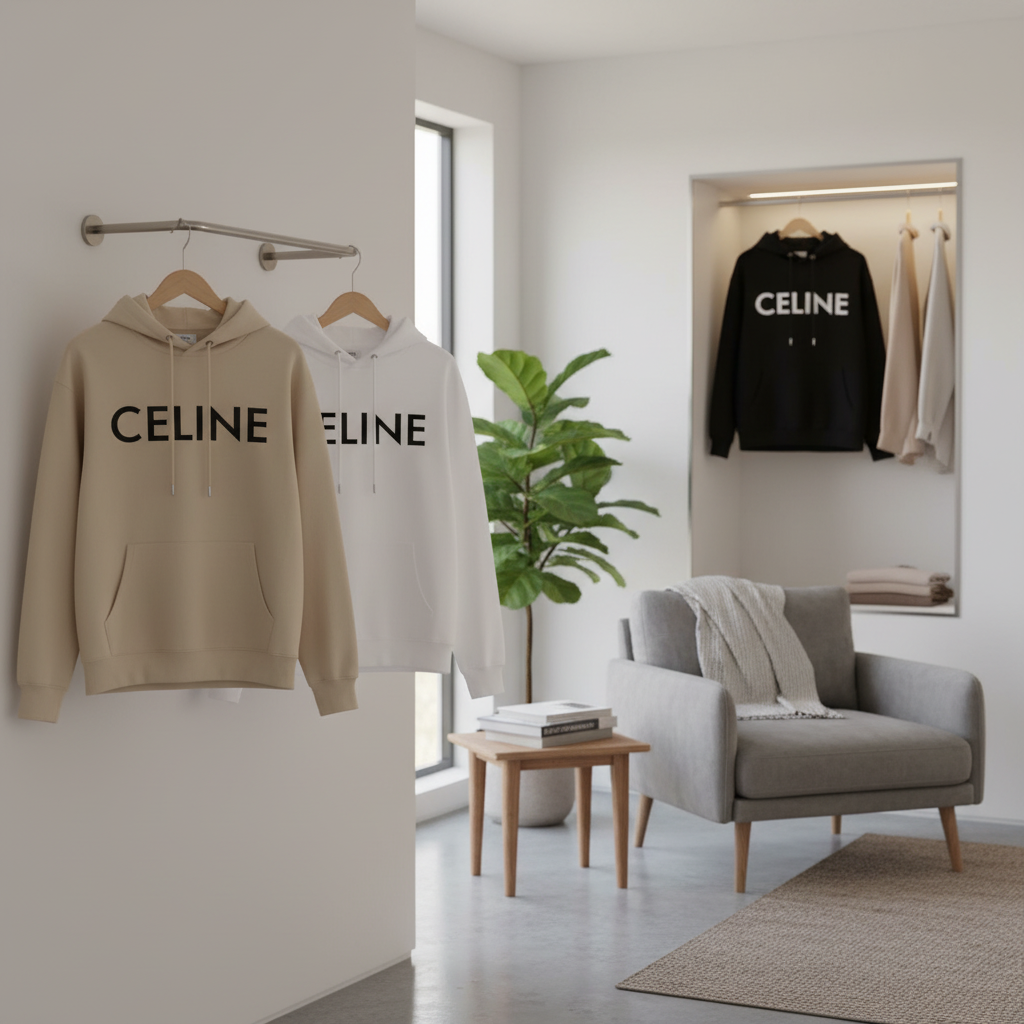 CELINE Classic Logo Hoodies Unisex Streetwear Tops