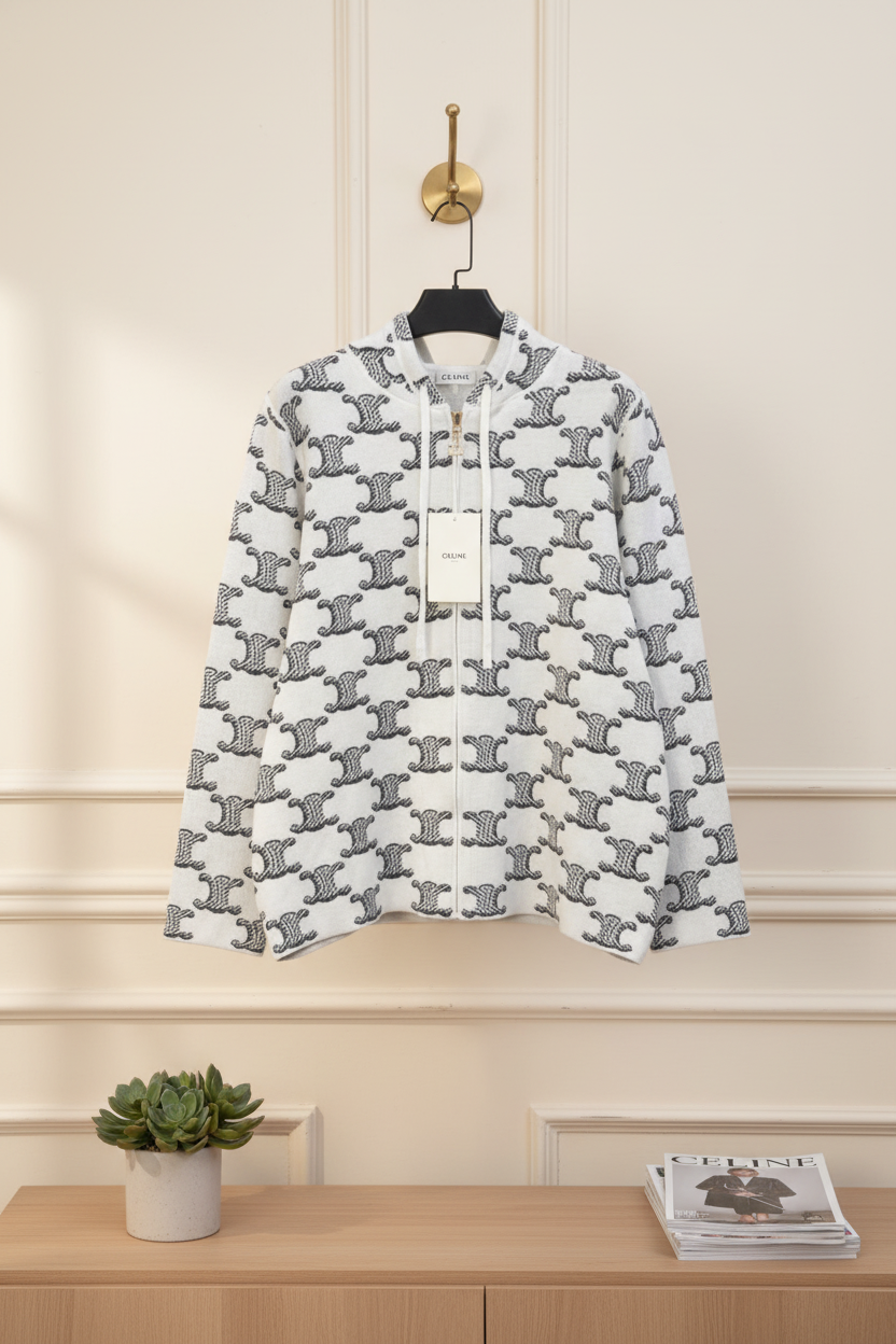 CELINE Triomphe Zip Up Jacket Unisex Streetwear