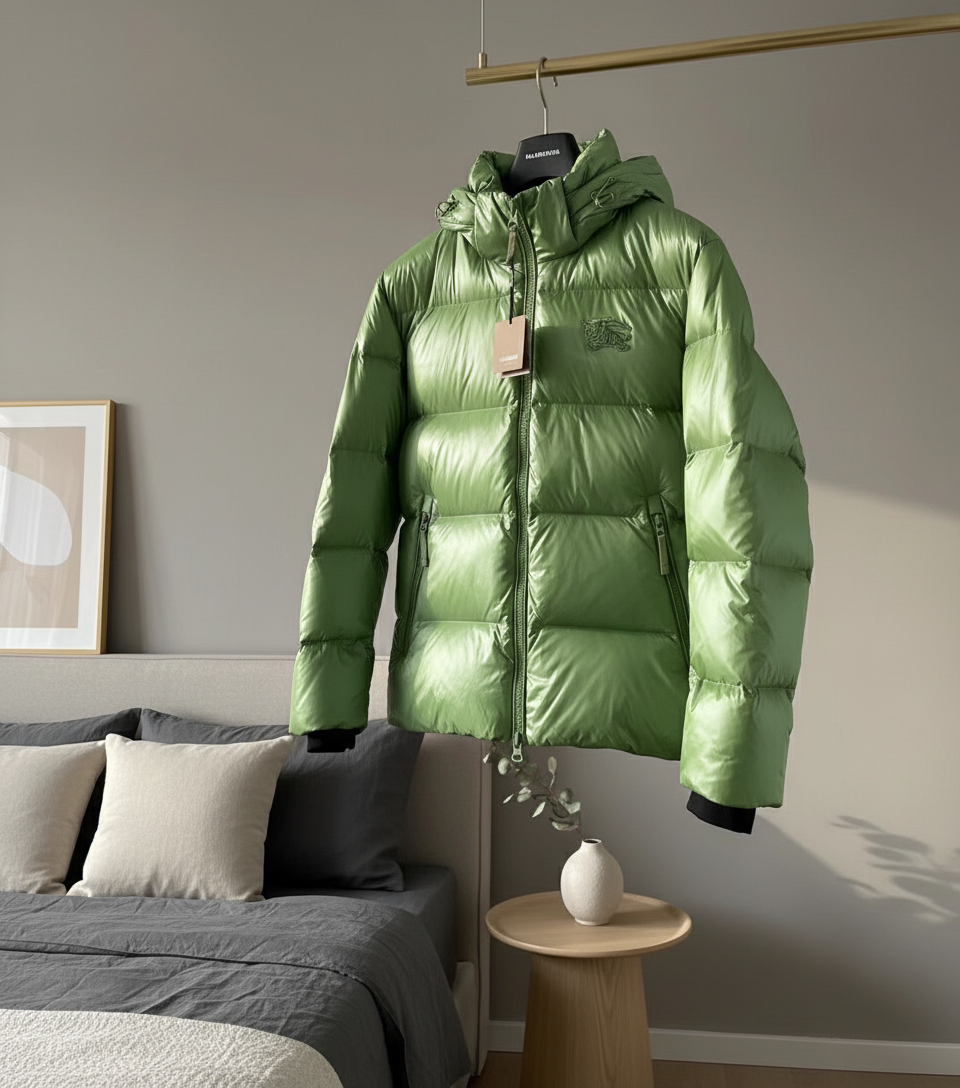 Burberry Green Hooded Down Puffer Jacket Men
