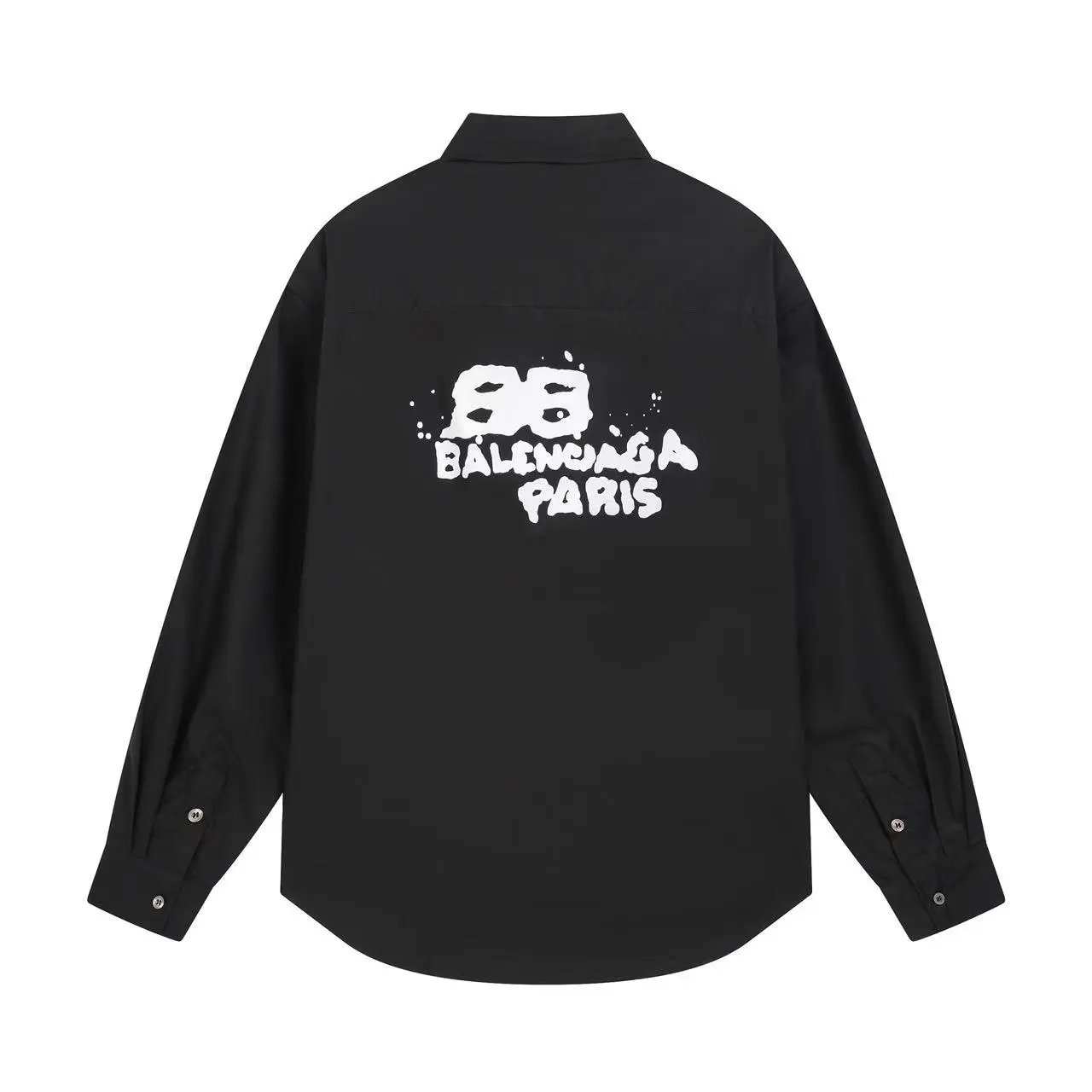 Balenciaga Black Graphic Logo Oversized Cotton Shirt