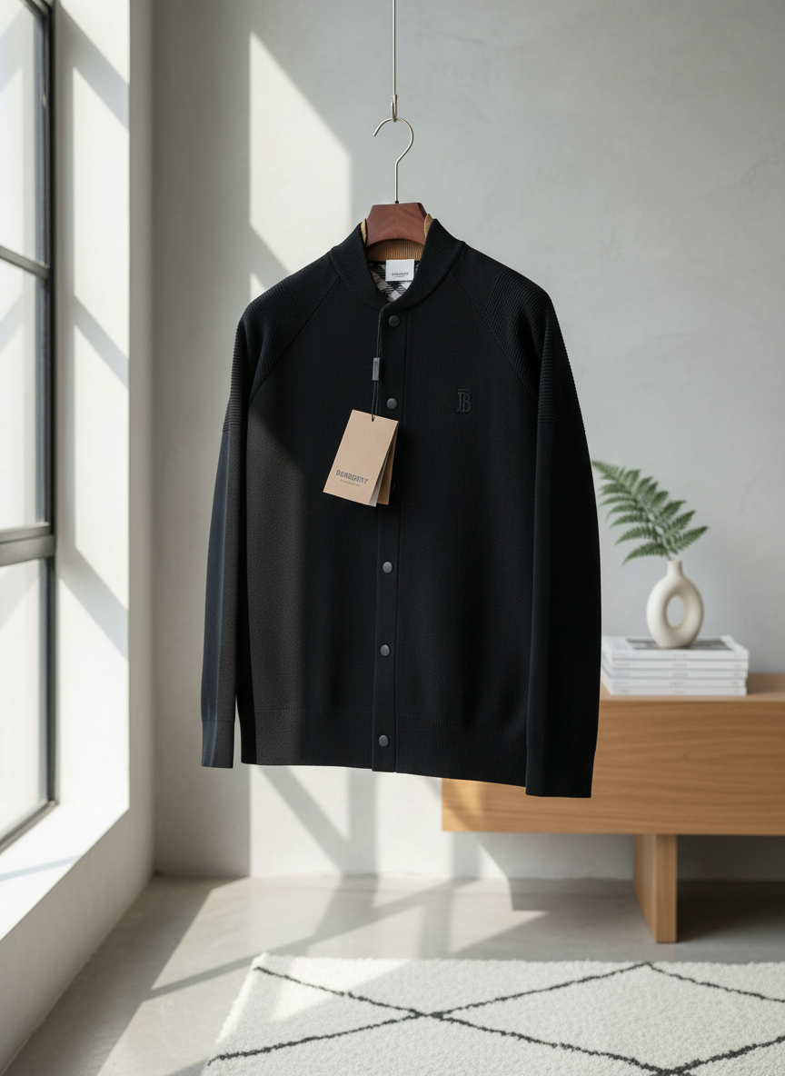 Burberry Black Button Casual Jacket for Men Women