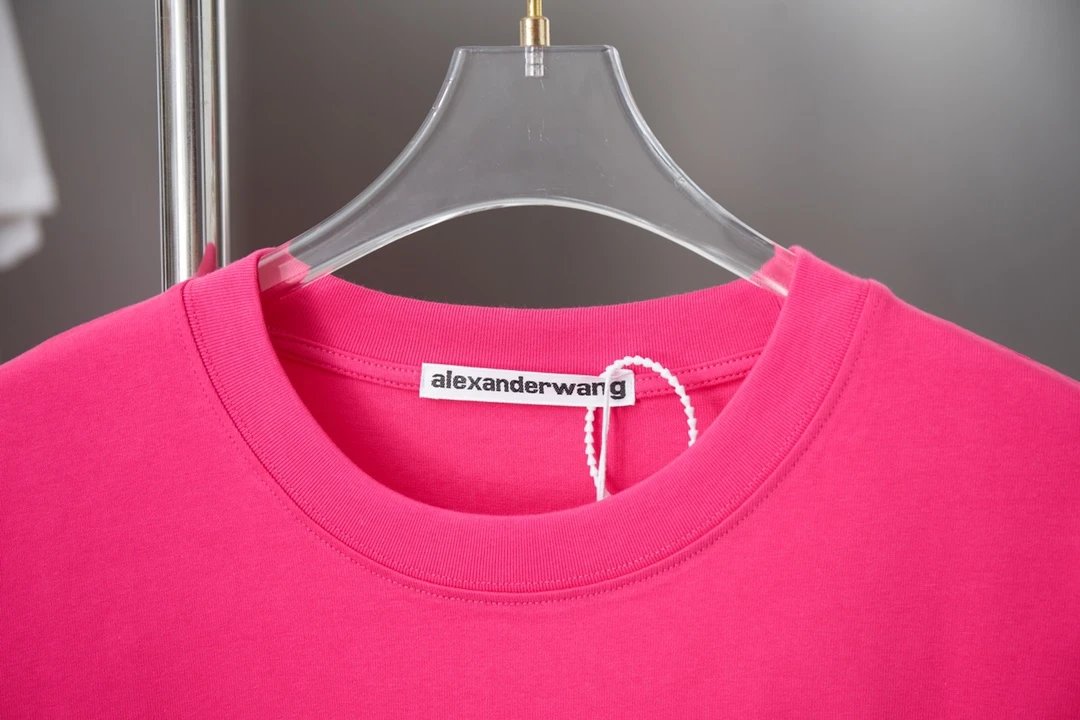 Alexander Wang Hot Pink Logo Embroidered T-Shirt