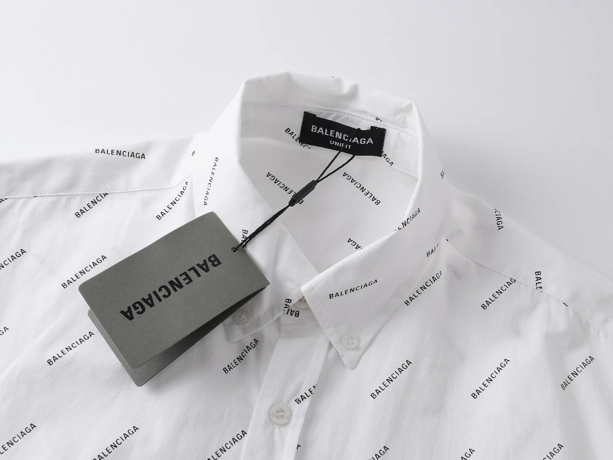 Balenciaga Classic White Logo Monogram Cotton Shirt