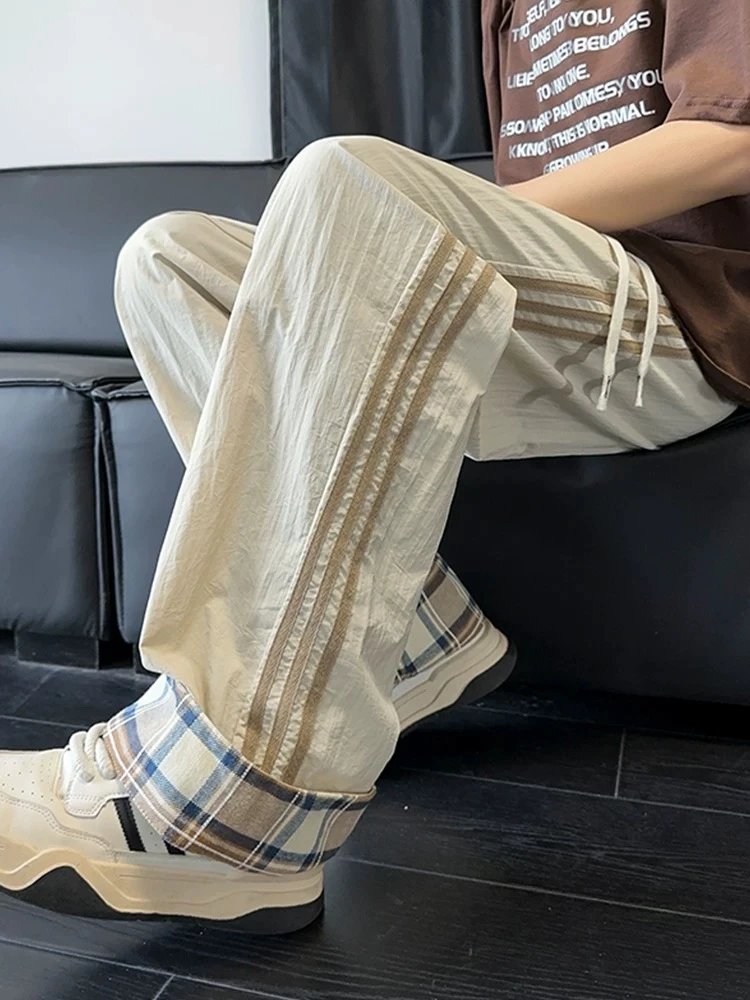 Adidas Beige Three Stripes Loose Fit Track Pants
