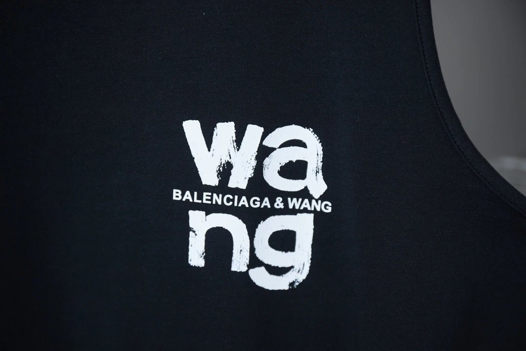 Alexander Wang Black Sleeveless Logo Cotton T-Shirt