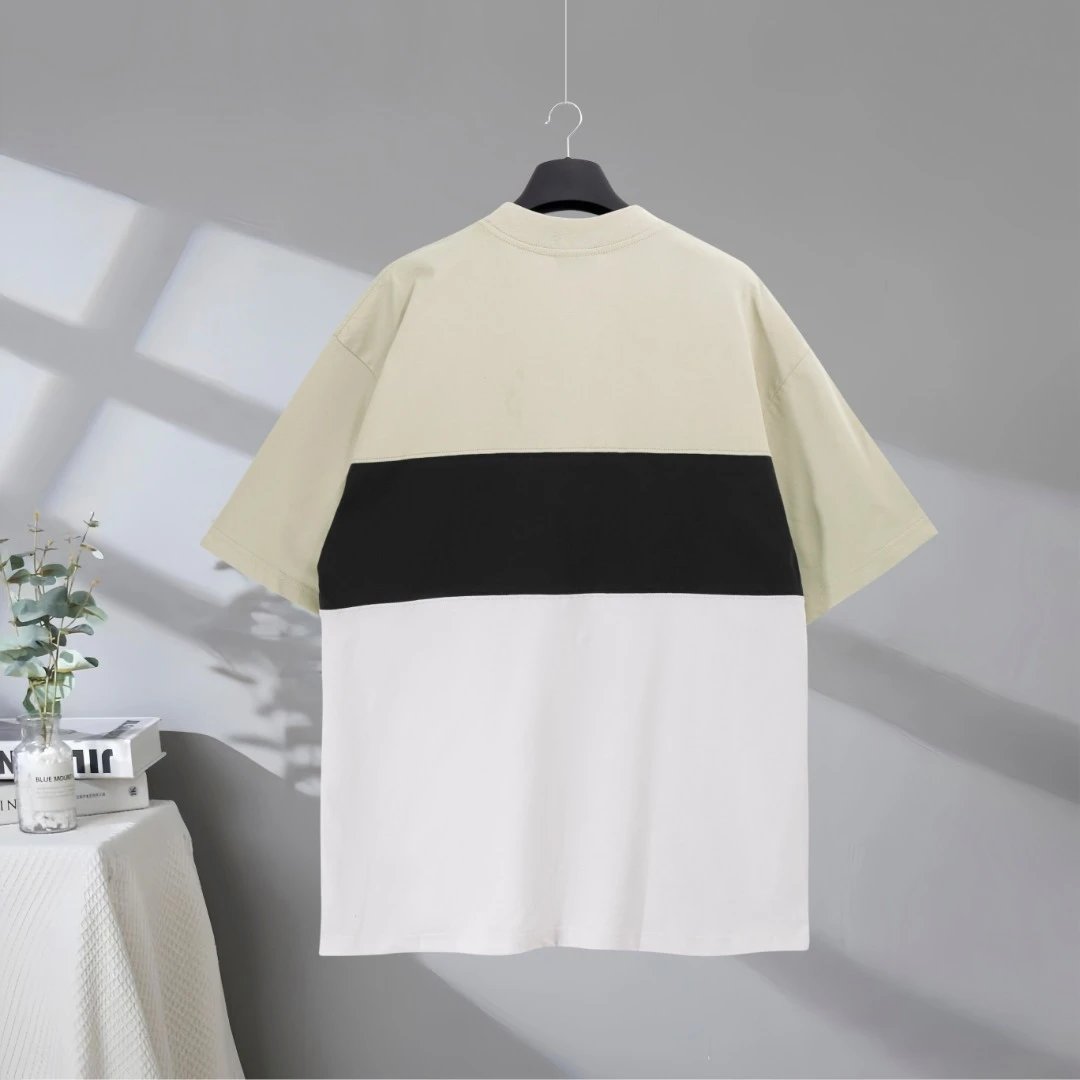 Balenciaga Men Colorblock Oversized Cotton Logo T-Shirt