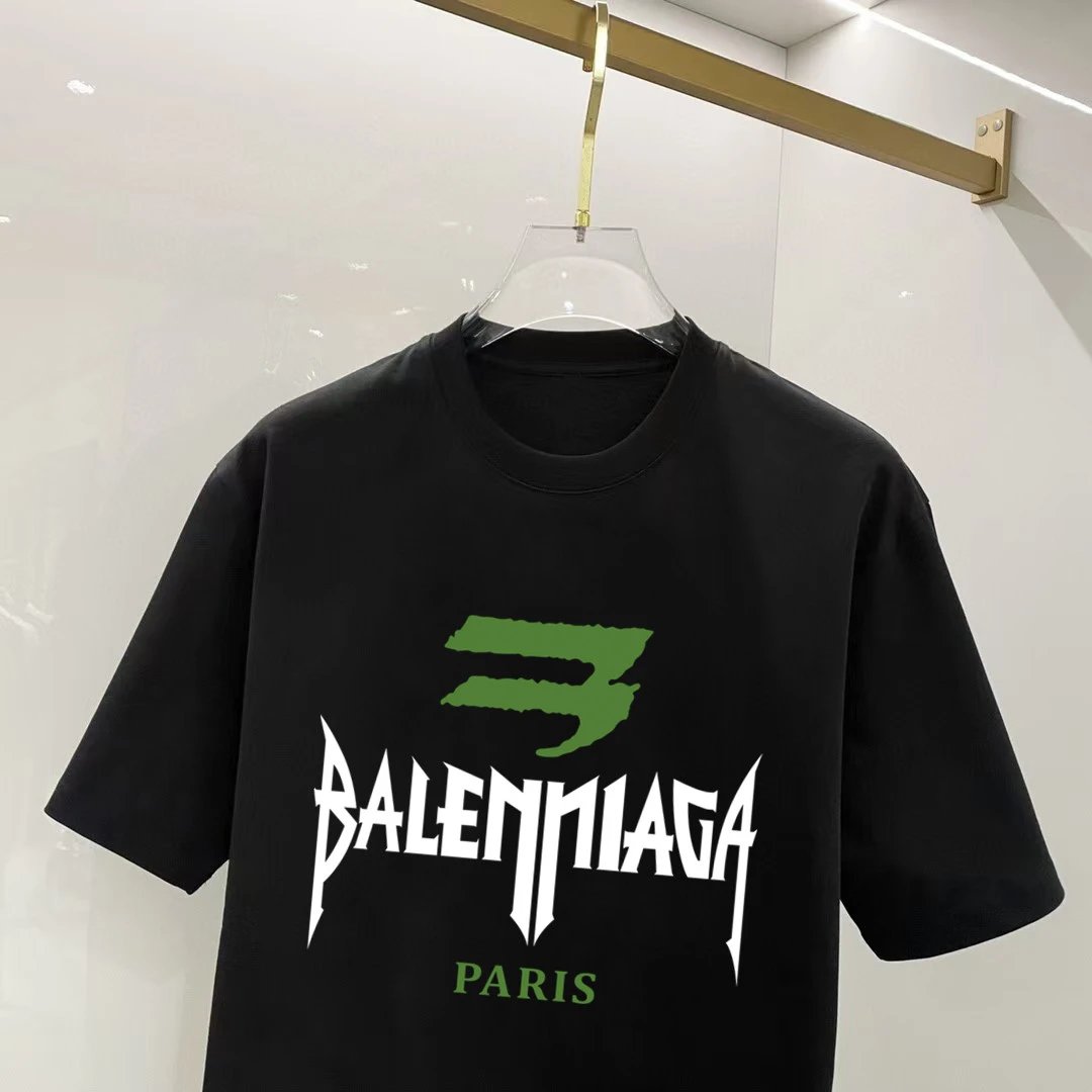 Balenciaga Paris Black Logo Unisex Cotton T-Shirt