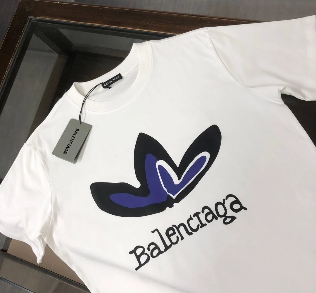 Balenciaga Butterfly Print Premium Cotton T-Shirt White