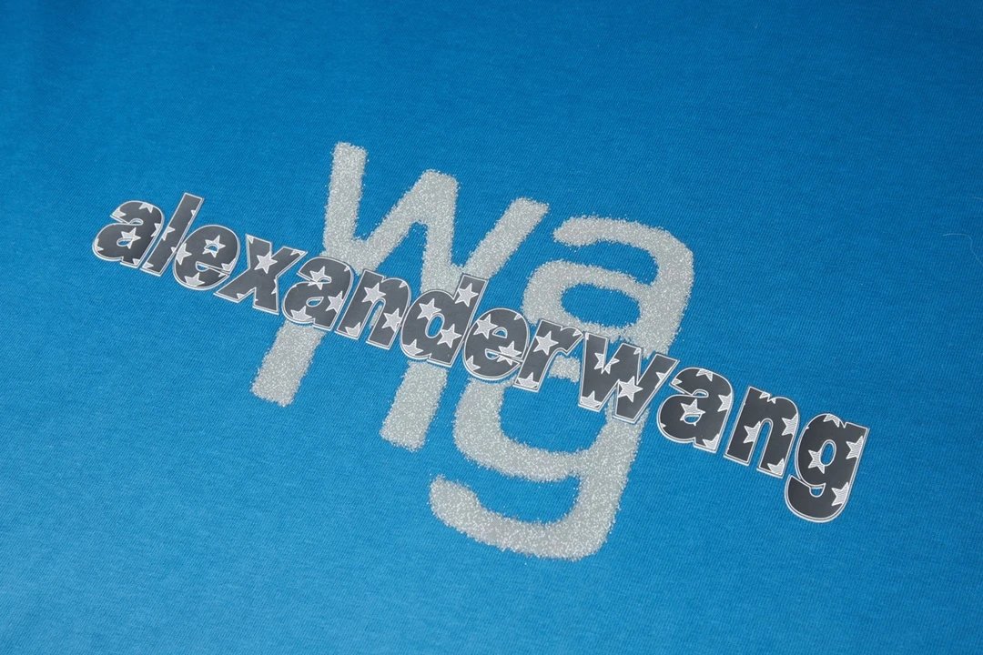 Alexander Wang Gradient Blue Logo Cotton T-Shirt