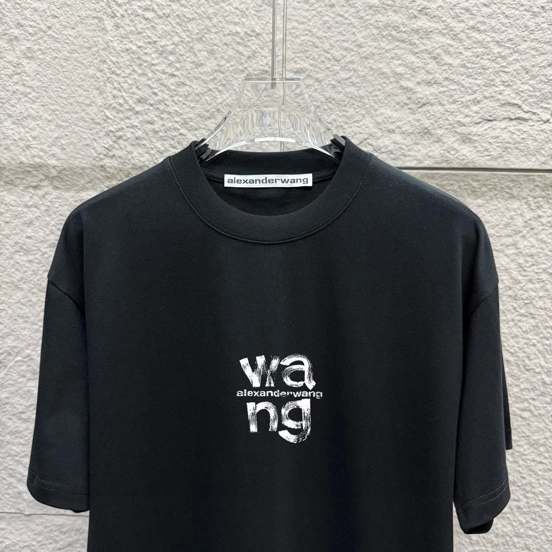Alexander Wang Black Cotton WANG Print T-Shirt