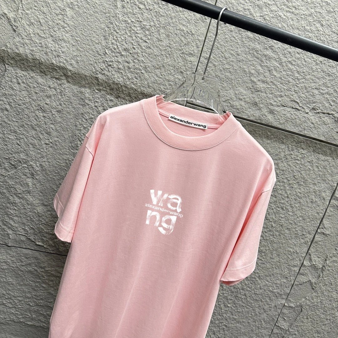 Alexander Wang Pink Logo Cotton Unisex T-Shirt