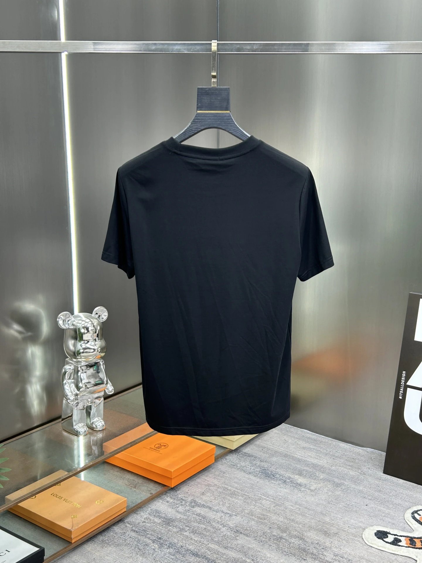 Burberry Men Black Logo Cotton T-Shirt