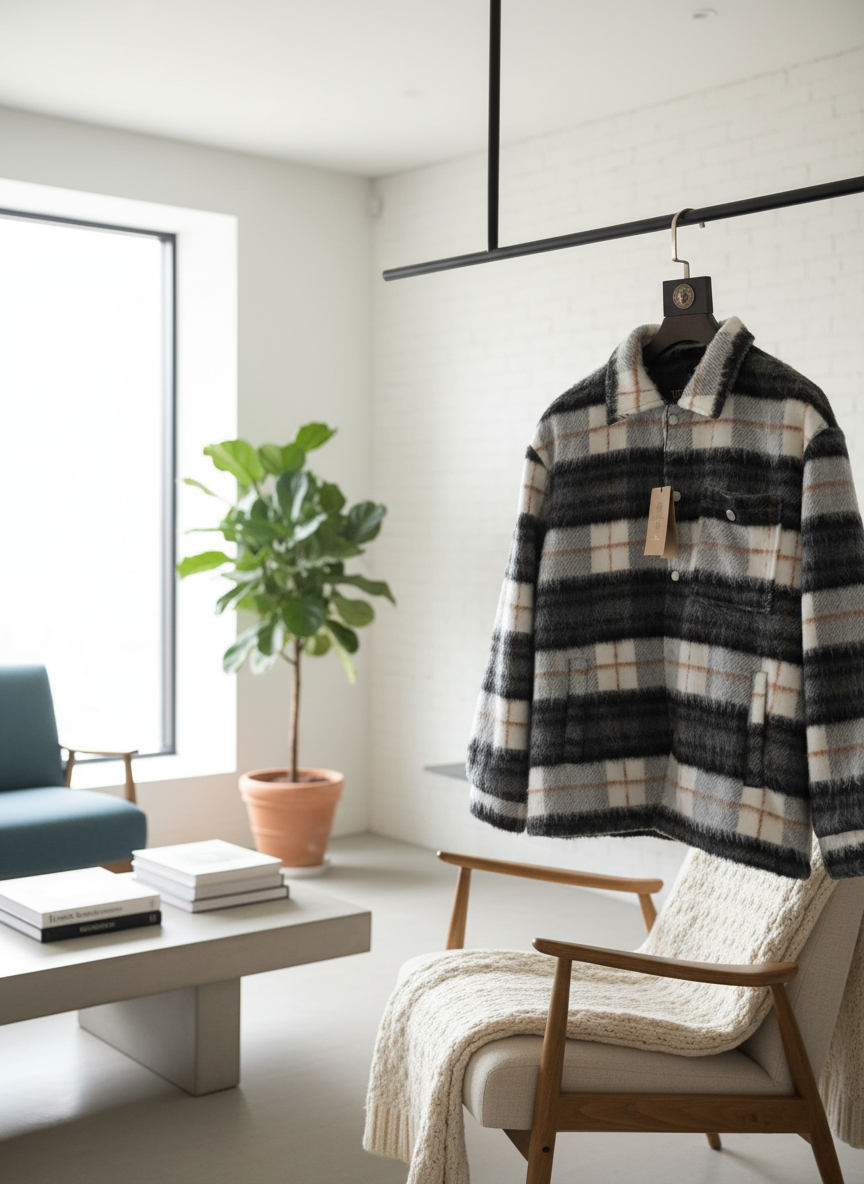 Burberry Plaid Fleece Jacket Warm Winter Outerwear