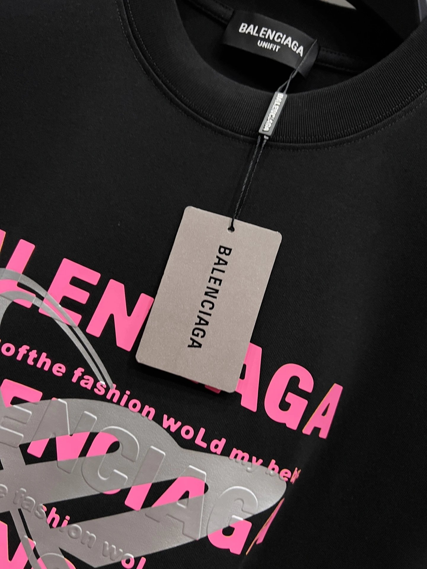 Balenciaga Black Pink Logo Cotton T-Shirt