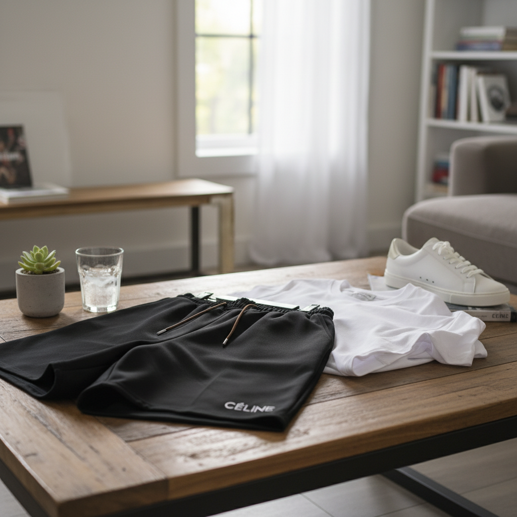 CELINE Men Black Casual Shorts Summer Style