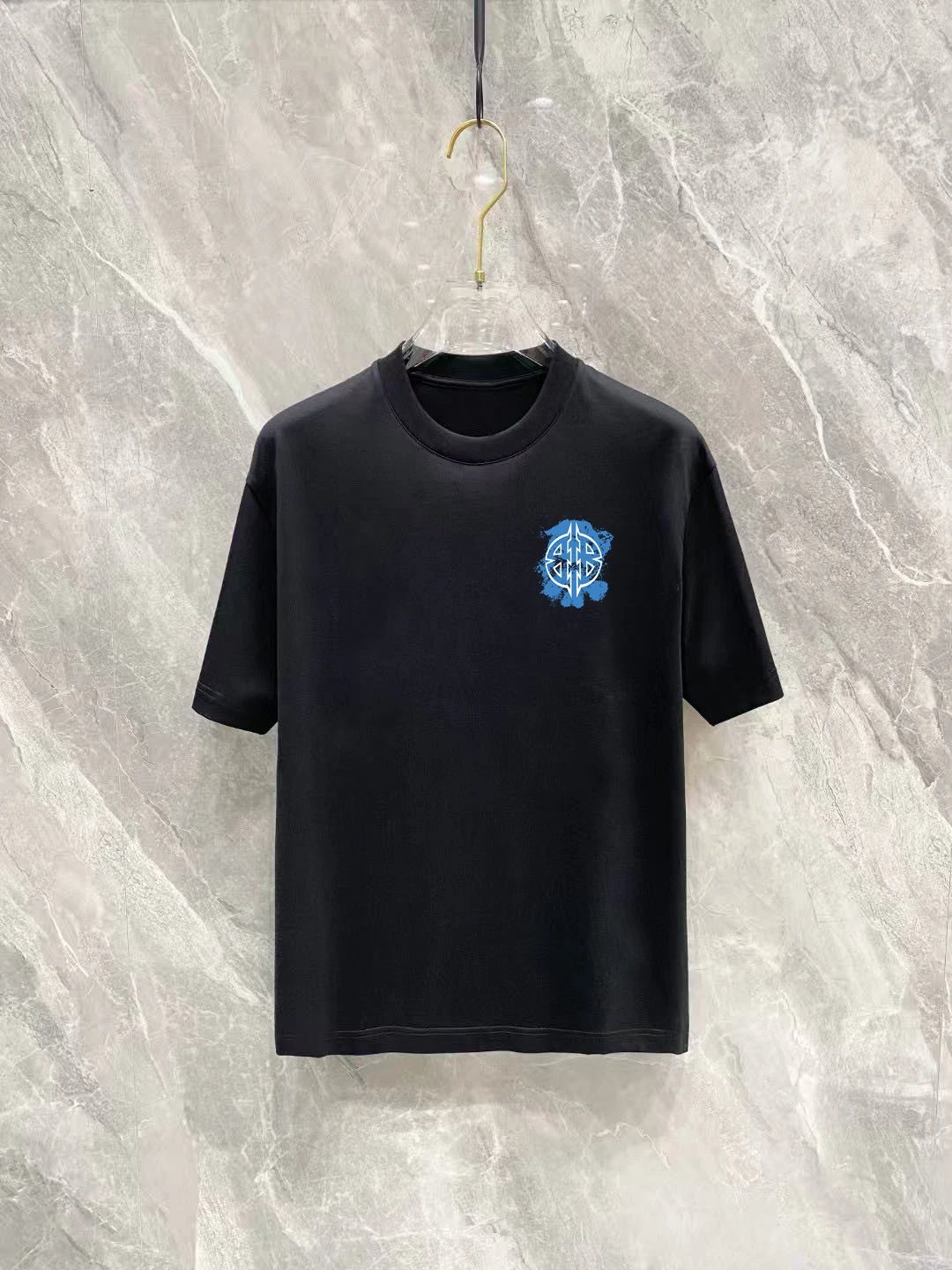 Balenciaga Blue Logo Cotton Unisex T-Shirts