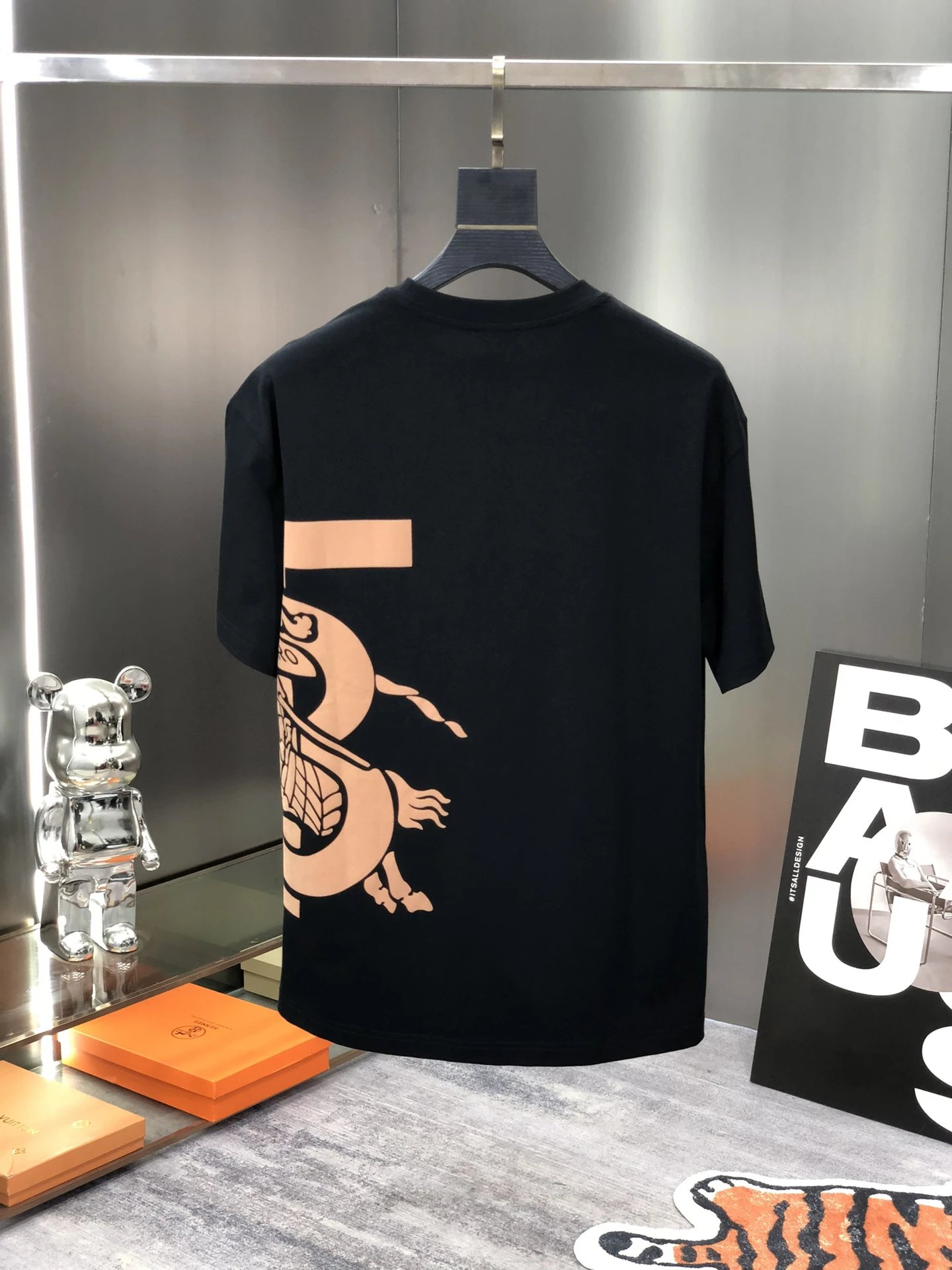 Burberry Black Orange Logo Men TShirt