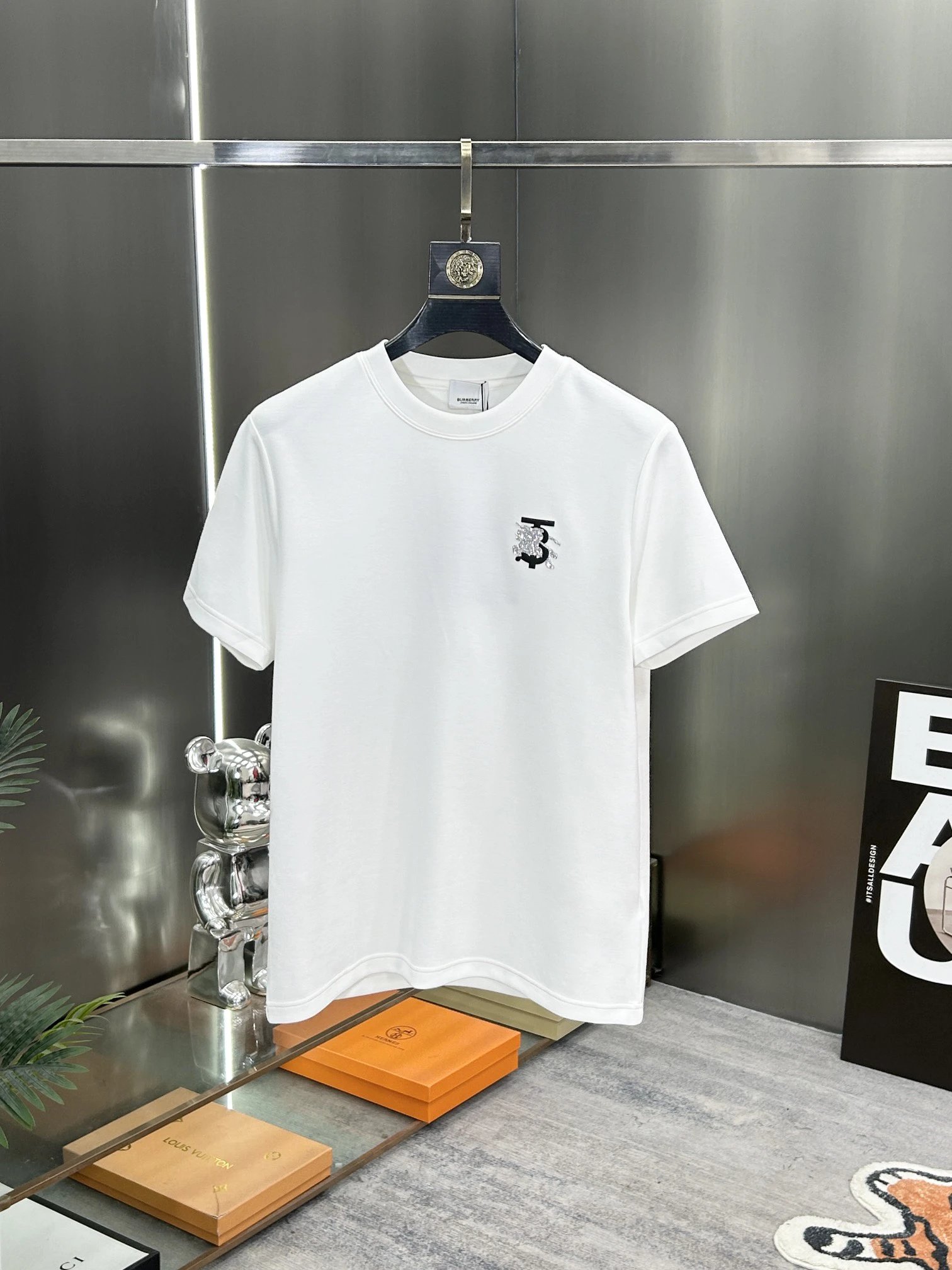 Burberry Embroidered Logo Premium Cotton T-Shirt