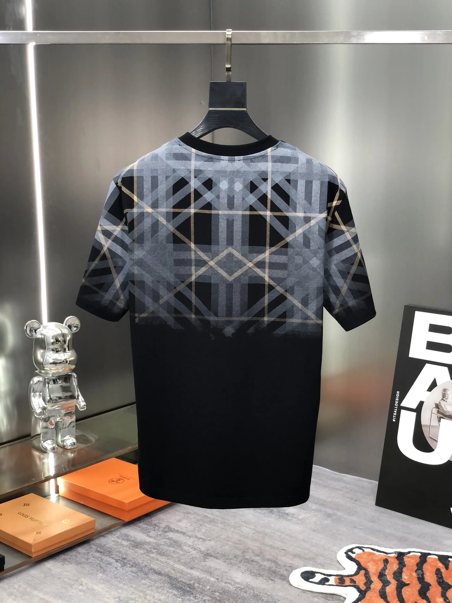 Burberry Geometric Check Logo Cotton T-Shirt for Men