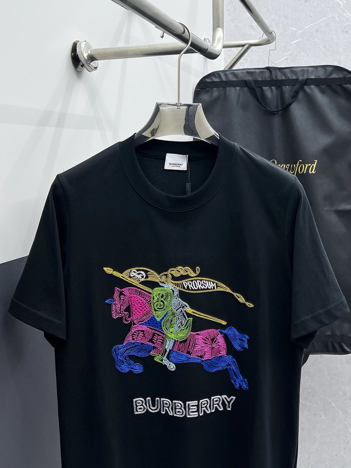 Burberry Men’s Embroidered Knight Graphic Cotton T-Shirt