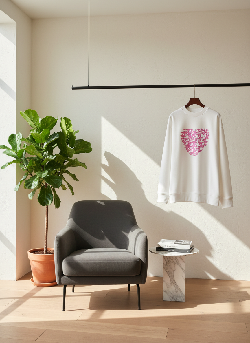 CHANEL Pink Heart Logo White Hoodie