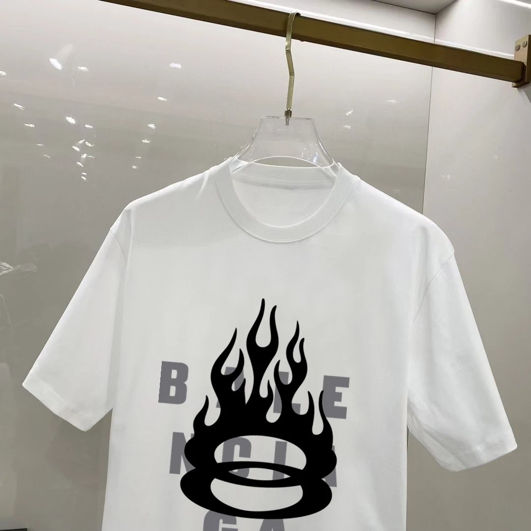 Balenciaga Flame Logo Cotton Unisex T-Shirt