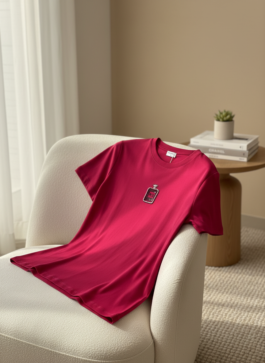 CHANEL No.5 Red Women Cotton Fashion T-Shirt