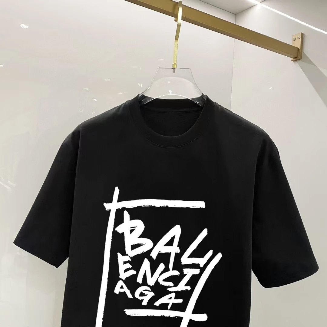 Balenciaga Black Graphic Logo Cotton T-Shirt Unisex