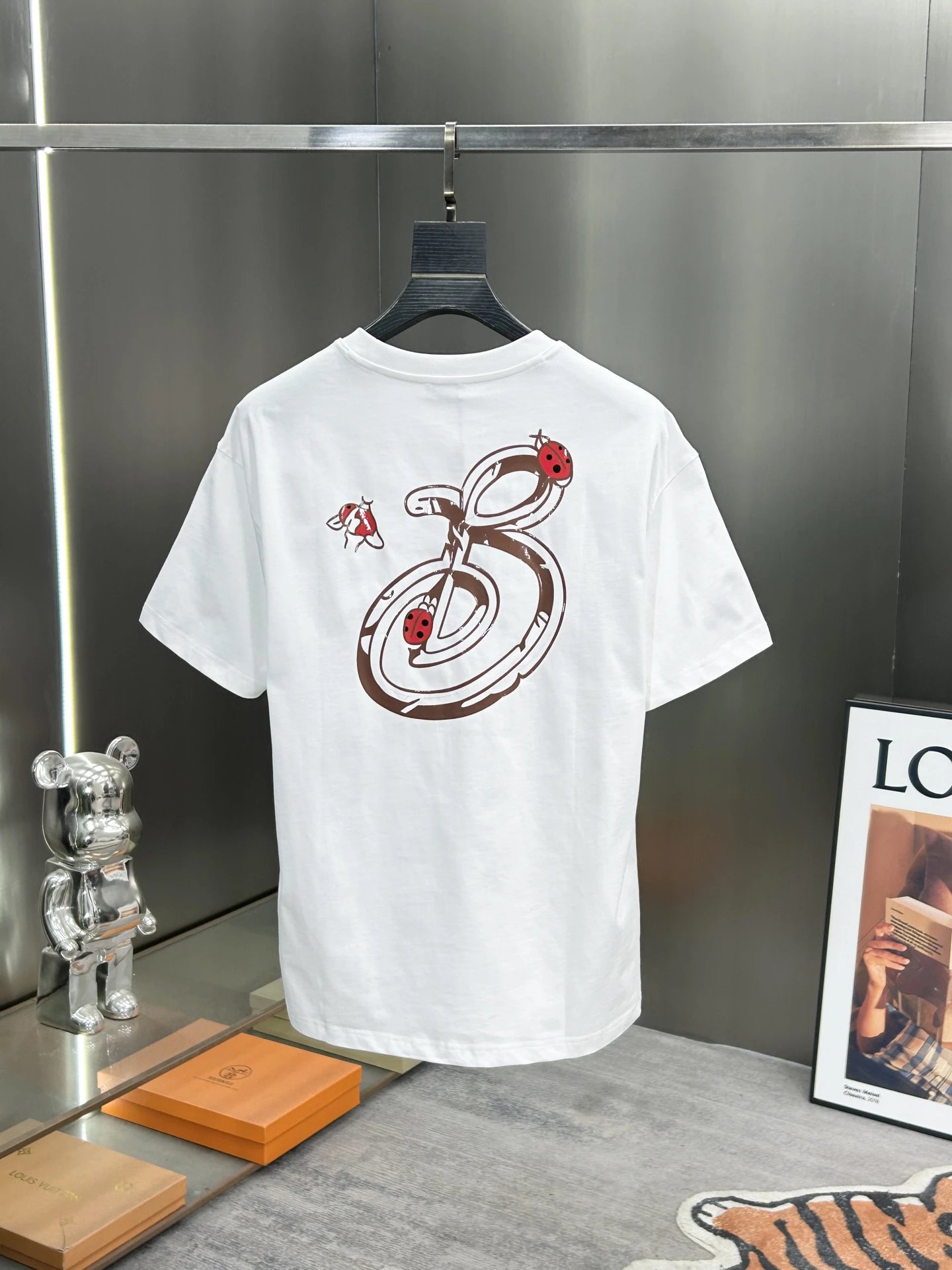Burberry Men White Cotton T-Shirt Red Logo Tee