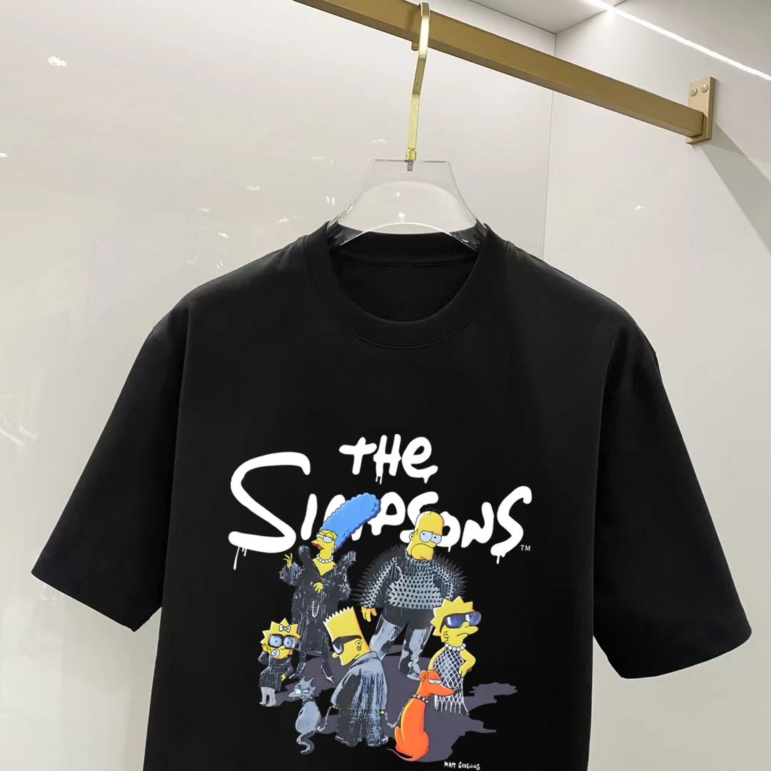 Balenciaga Simpsons Black Cotton Graphic T-Shirt